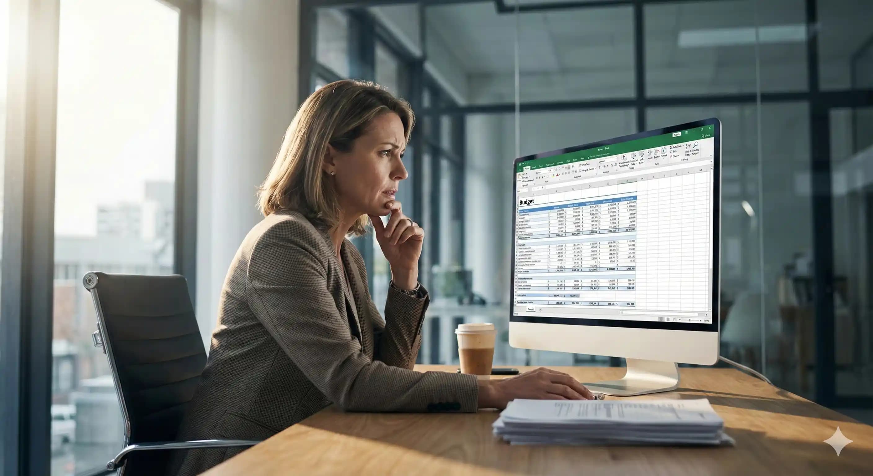 HR professionals discussing budget and hiring risks in a modern office