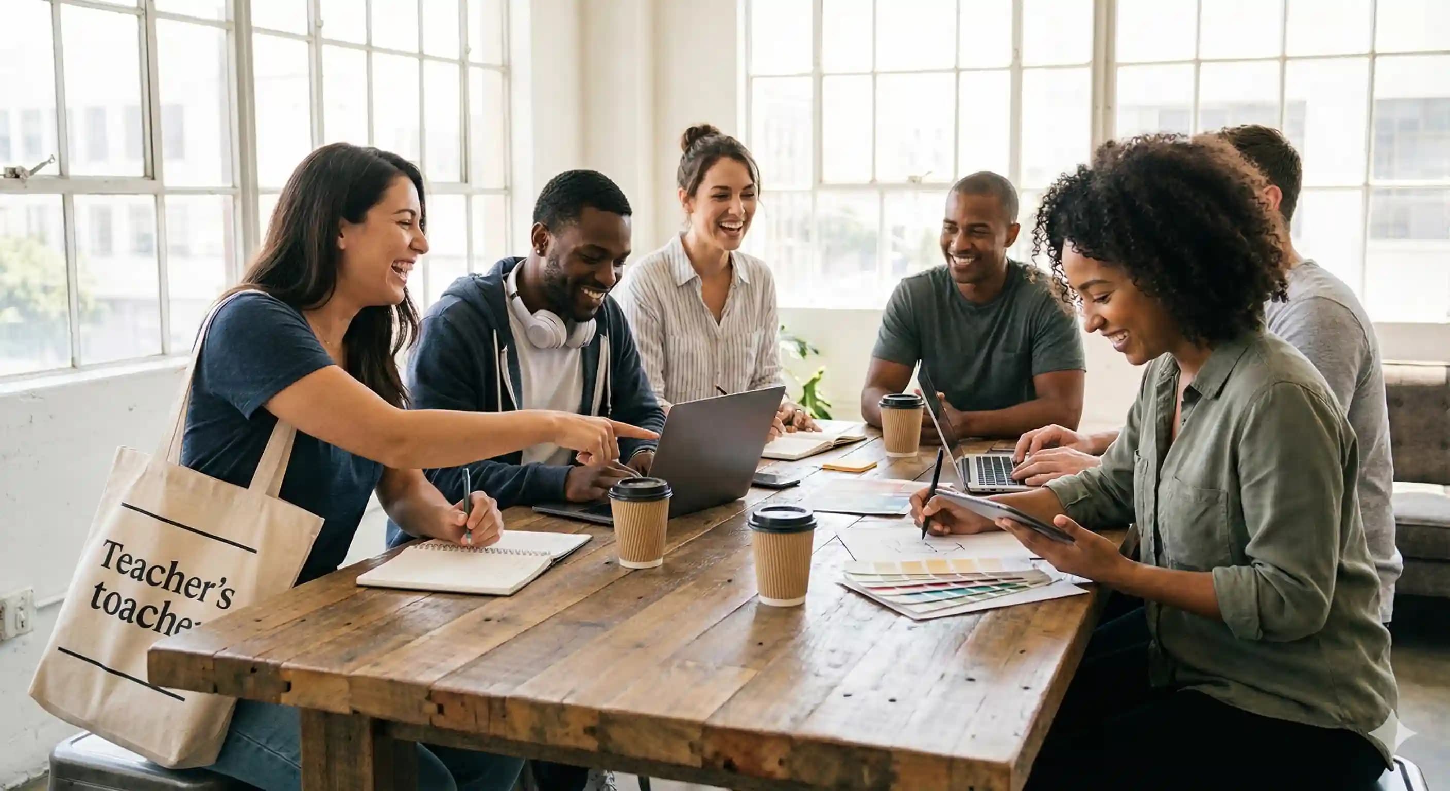 Dynamic startup team collaborating in a cozy, modern small office